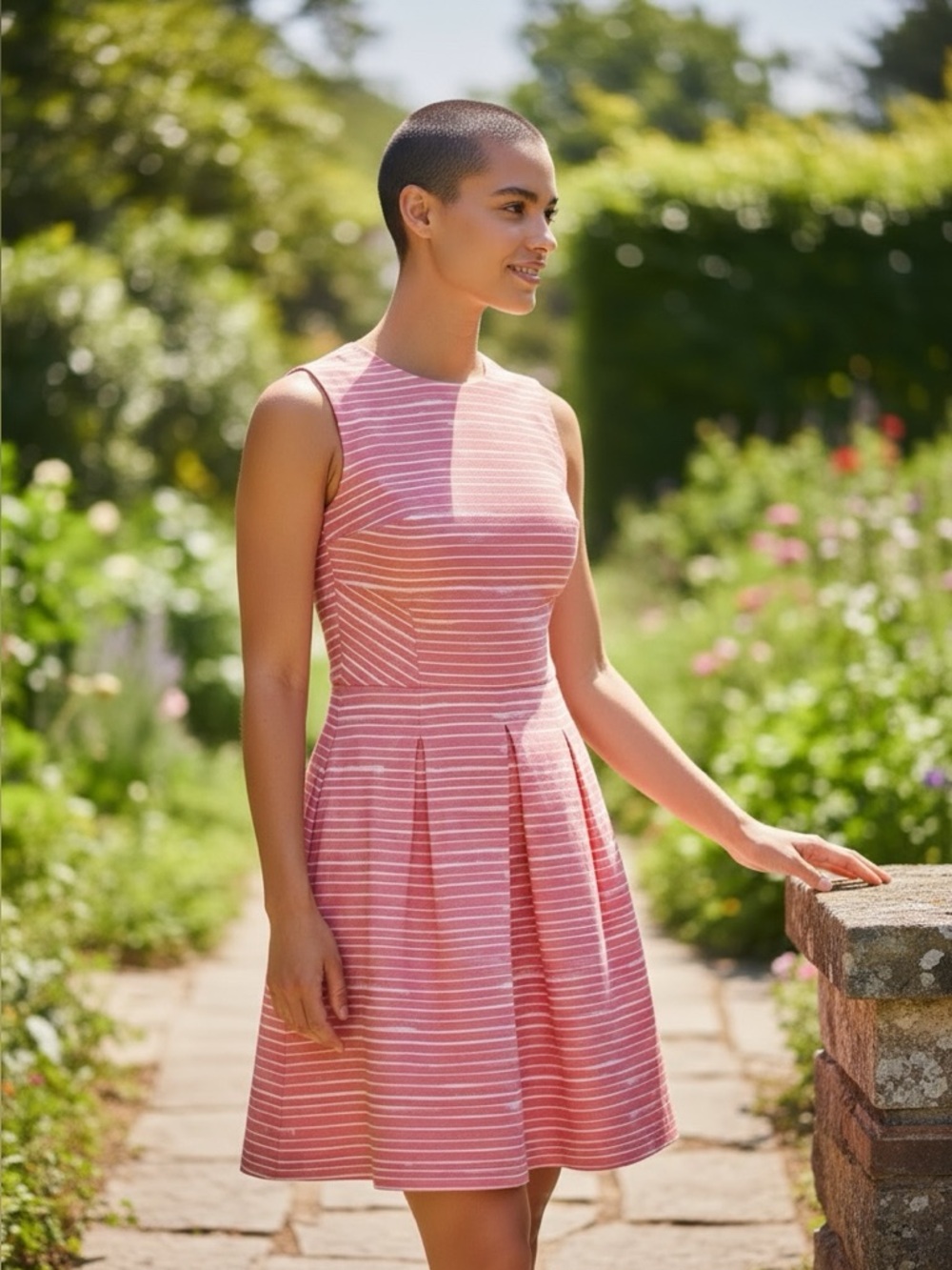 🌻 Gap Linen-Cotton Fit & Flare Stripe Dress #683